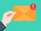 Email message concept. New, incoming message, sms. Hand holding envelope, letter. Delivery of messages, sms.