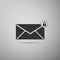 Email message lock password icon isolated on grey background. Envelope with padlock sign. Private mail and security