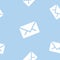 Email message seamless pattern on blue background mail postal letter correspondence