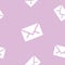 Email message seamless pattern on purple background mail postal letter correspondence