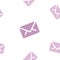 Email message seamless purple pattern on white background mail letter correspondence