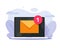 Email new mail in laptop screen message icon vector or unread letter message in mailbox inbox receive on computer with red notice