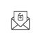 Email open newsletter padlock outline icon