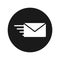 Email option icon flat black round button vector illustration
