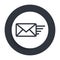 Email option icon flat vector round button clean black and white design concept isolated illustration