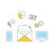 Email outline icons flat