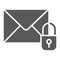 Email protection glyph icon, mail and security, envelope sign, vector graphics, a solid pattern on a white background.