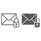 Email protection line and glyph icon, mail and security, envelope sign, vector graphics, a linear pattern on a white