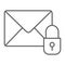 Email protection thin line icon, mail and security, envelope sign, vector graphics, a linear pattern on a white