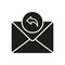 Email Reply Silhouette Icon. Responding New Message Glyph Pictogram. Mail, Letter, Post Solid Sign. Envelope With Arrow