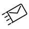 Email sent icon, outline black style