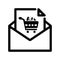 Email, shopping, ecommerce icon. Black vector graphics