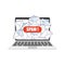 Email spam laptop in flat style, vector