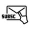 Email subscription icon, outline black style