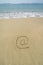 Email symbol draw on beach