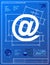 Email symbol like blueprint drawing