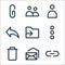 email ui line icons. linear set. quality vector line set such as link, mails, delete, more, move, reply, contact, people