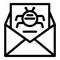 Email virus fraud icon, outline style