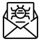 Email virus icon, outline style
