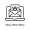 Email virus threat line icon on white background. Editable stroke.