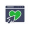 Email, webpage with heart and arrow cursor colored icon. Customer satisfaction, feedback, approve symbol
