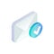 Email with yes check mark, confirmation message isometric icon, verification e-mail message concept. 3d Successful email delivery