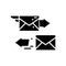 Emails black icon, concept illustration, vector flat symbol, glyph sign.