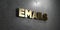 Emails - Gold sign mounted on glossy marble wall - 3D rendered royalty free stock illustration