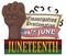 Emancipation Proclamation, Fist Breaking Chains and Flag to Celebrate Juneteenth, Vector Illustration