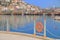 The embankment of the city of Alanya with a fence in the form of a ship`s steering wheel
