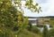 Embankment of hydroelectric power on the river