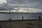 Embankment of Lake Onega in the city of Petrozavodsk, Russia, expressive clouds