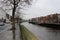 Embankment of Liffey River in Dublin, Ireland.