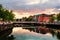 Embankment of Liffey River in Dublin, Ireland