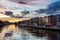 Embankment of Liffey River in Dublin, Ireland