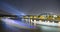 Embankment of the Moskva River and Luzhniki Stadium, night view, Moscow, Russia