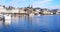 Embankment of the popular city Lucerne, Switzerland with mountains at the background