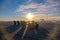 Embankment, promenade in front of the port in the rays of the sun