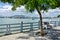 Embankment in the Vietnamese city of Nha Trang. Bay view with traditional fishing boats