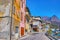 Embankment and vintage shabby housing of Albogasio Inferiore, Valsolda, Italy