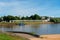 Embankment of the Volkhov River. Yaroslavs Court and the Arcade Gostiny Dvor