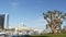 Embarcadero marina park, big coral trees near USS Midway and Convention Center, Seaport Village, San Diego, California