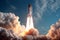 Embarking on a journey, Rocket launch symbolizes startup business success