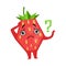 Embarrassed funny strawberry. Cute cartoon emoji character vector Illustration