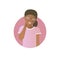 Embarrassment expression, black girl shy, timid. Flat gradient vector icon