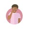 Embarrassment expression, black man shy. Flat vector icon