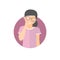 Embarrassment expression, woman shy, timid. Flat vector icon