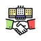 embassy diplomats handshaking color icon vector illustration