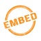 EMBED text written on orange grungy round stamp
