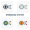 Embedded System icon set. Four elements in diferent styles from industry 4.0 icons collection. Creative embedded system icons